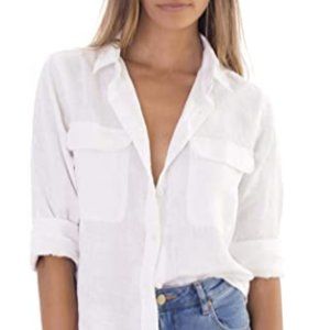 French Linen casual pocket loose shirt